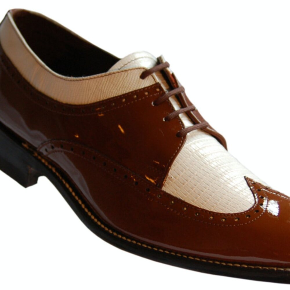 New Stacy Baldwin Brown and White Spectator Leather Wingtip Shoes